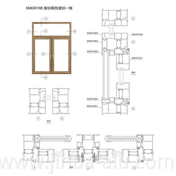 Aluminum XMGR108 Insulated Window Yarn One Assembly Structure